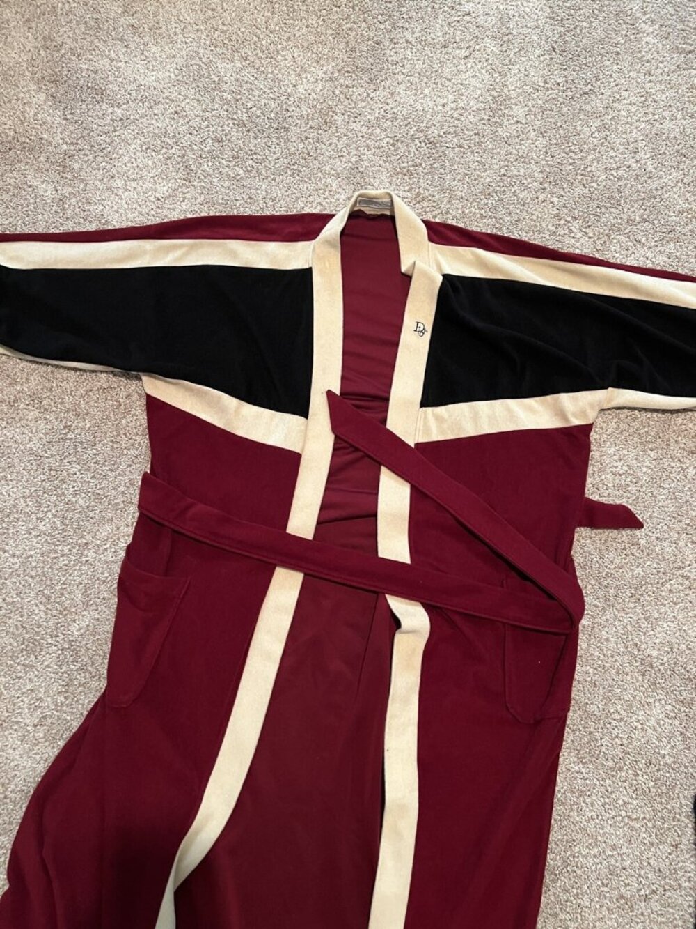 Christian Dior Men's Burgundy Ivory Robe De Chambre One Size Gentlemen
